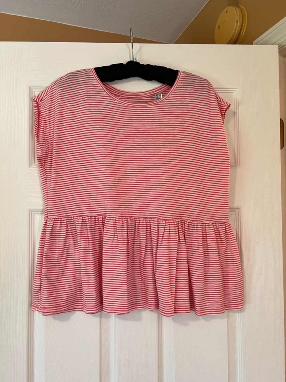 LOFT Pink and White Striped 100% cotton tee